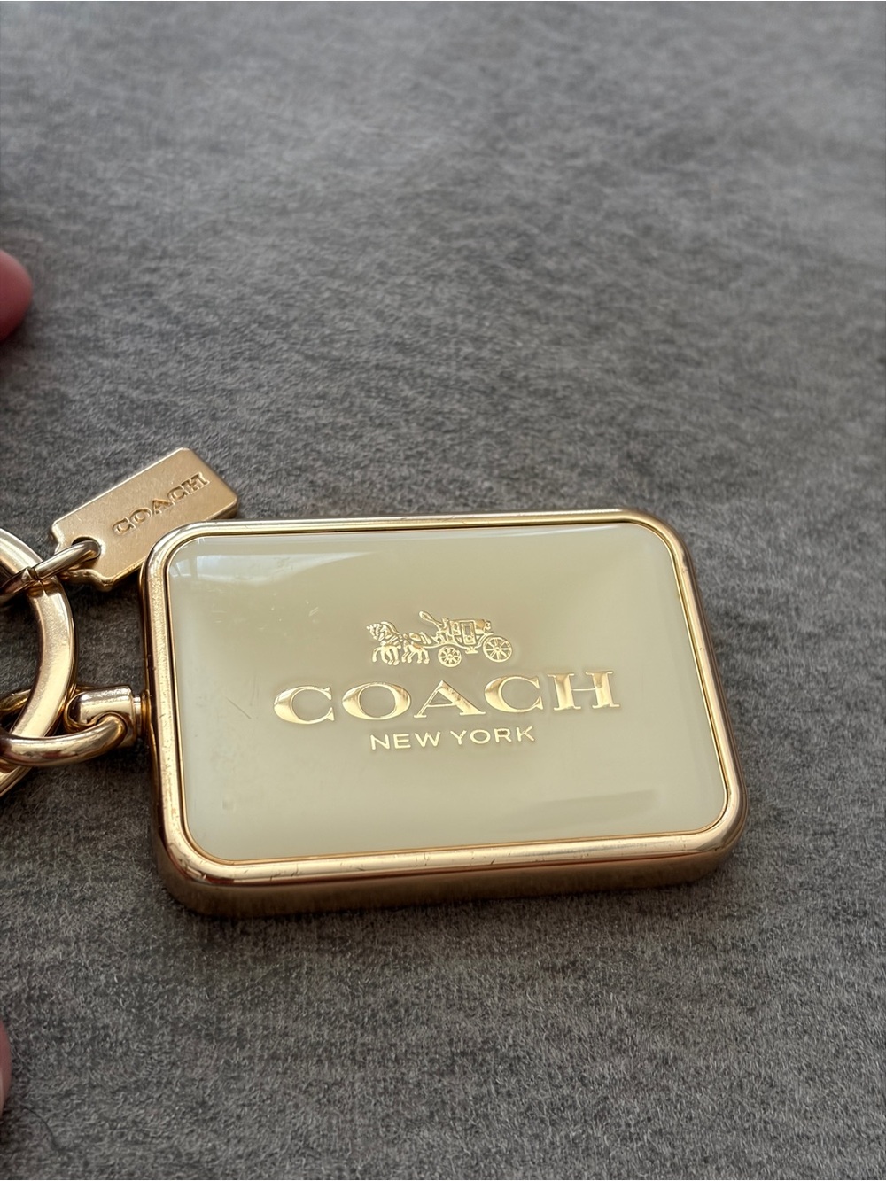 Coach New York Cream & Gold Logo Bag charm / key chain